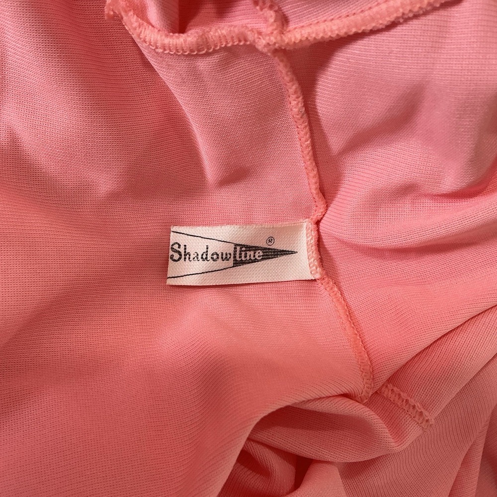 Vintage Shadowline Button-Front Full Length Robe Pink Lace Bodice & Trim Medium - Picture 9 of 16